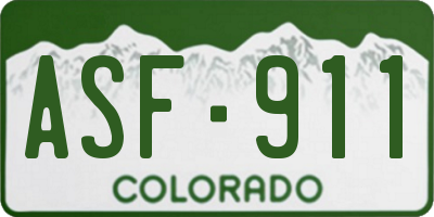 CO license plate ASF911