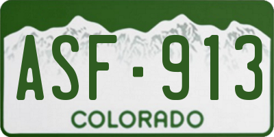 CO license plate ASF913