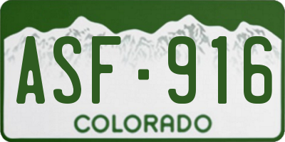 CO license plate ASF916