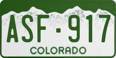 CO license plate ASF917