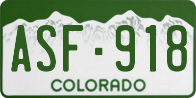 CO license plate ASF918