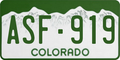 CO license plate ASF919