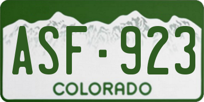 CO license plate ASF923