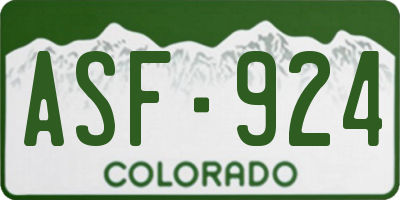 CO license plate ASF924