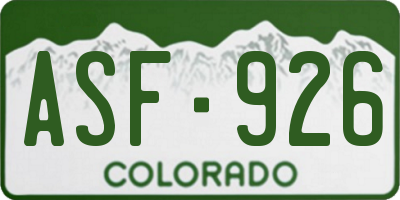 CO license plate ASF926