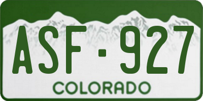 CO license plate ASF927