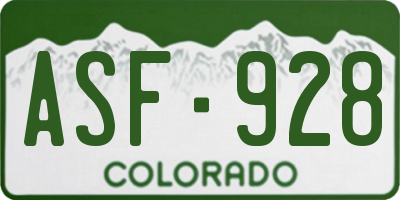 CO license plate ASF928