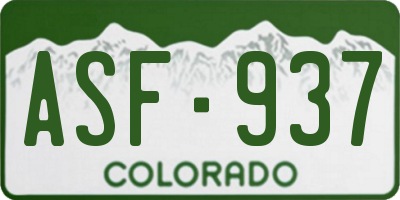 CO license plate ASF937