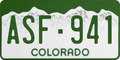 CO license plate ASF941