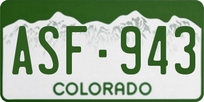 CO license plate ASF943