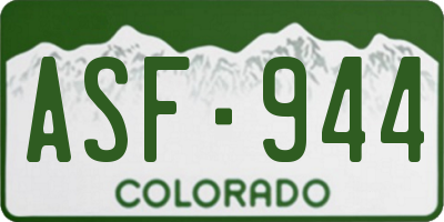 CO license plate ASF944