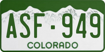 CO license plate ASF949