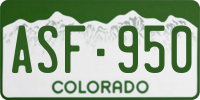 CO license plate ASF950