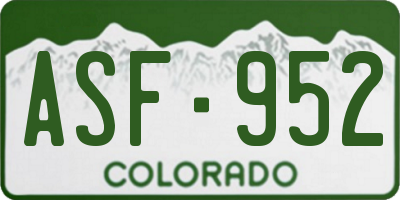 CO license plate ASF952