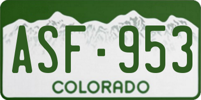 CO license plate ASF953