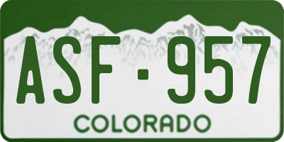 CO license plate ASF957