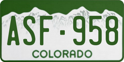 CO license plate ASF958