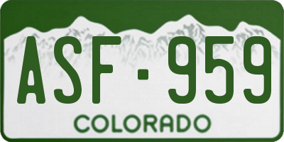 CO license plate ASF959
