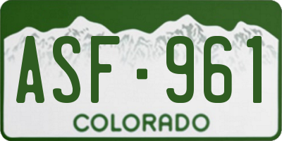 CO license plate ASF961