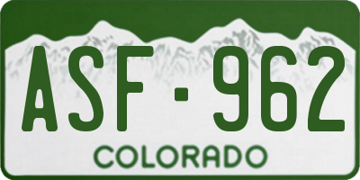 CO license plate ASF962