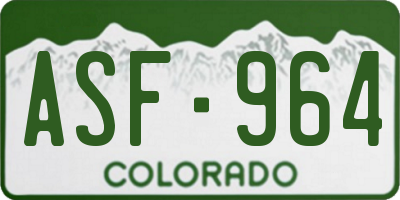 CO license plate ASF964