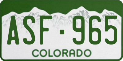 CO license plate ASF965