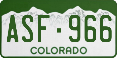 CO license plate ASF966