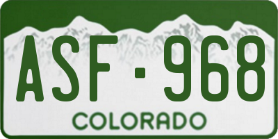 CO license plate ASF968