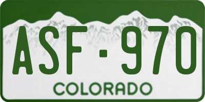 CO license plate ASF970