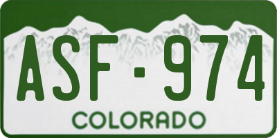 CO license plate ASF974