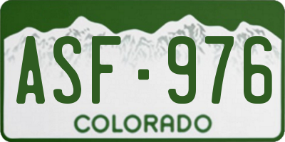 CO license plate ASF976