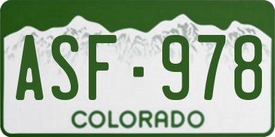 CO license plate ASF978