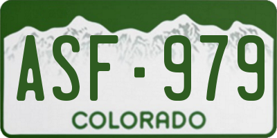CO license plate ASF979
