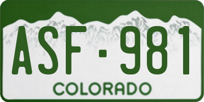 CO license plate ASF981