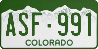 CO license plate ASF991