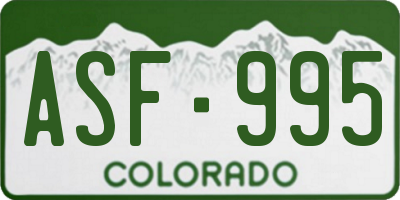 CO license plate ASF995