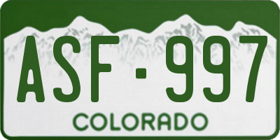 CO license plate ASF997