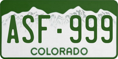 CO license plate ASF999