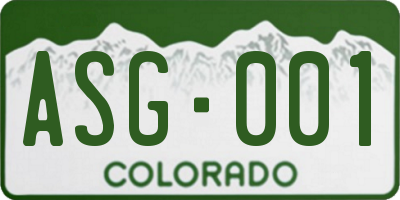 CO license plate ASG001
