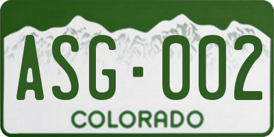CO license plate ASG002