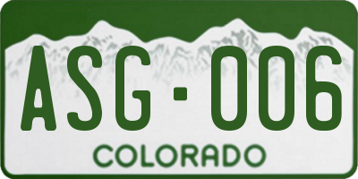 CO license plate ASG006