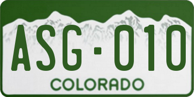 CO license plate ASG010