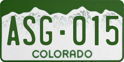 CO license plate ASG015