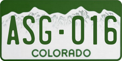CO license plate ASG016