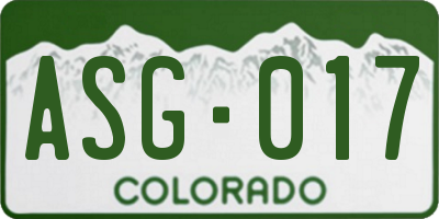 CO license plate ASG017