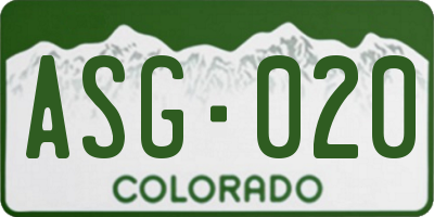 CO license plate ASG020