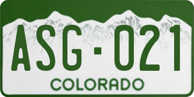 CO license plate ASG021