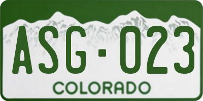 CO license plate ASG023