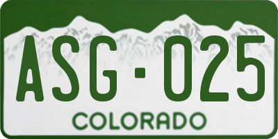 CO license plate ASG025