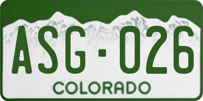 CO license plate ASG026